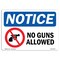Signmission OSHA Notice Sign, 10" Height, 14" Width, Rigid Plastic, NOTICE No Guns Allowed Sign, Landscape OS-NS-P-1014-L-16133 - alternate 1